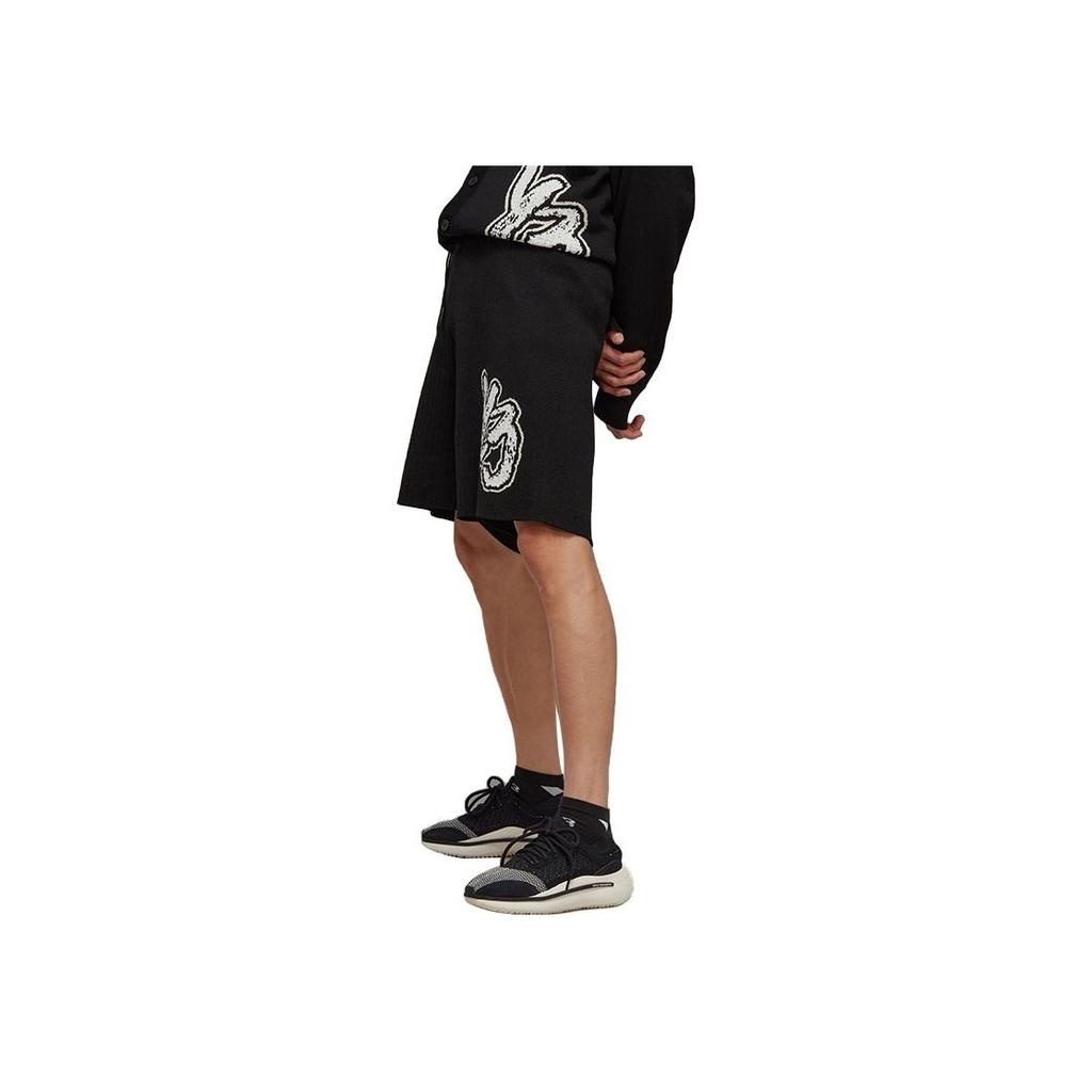 Y-3 Pattern Printed Elastic Waist Straight Leg Shorts Men Shorts Black H44808