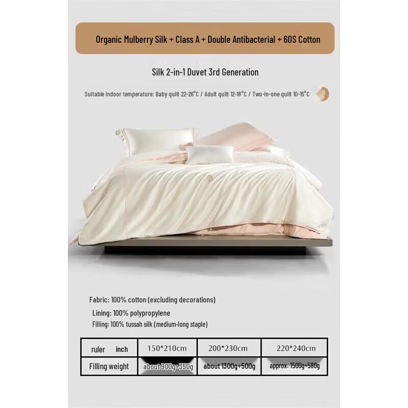 Mercury Home Textiles Jacquard 100% Tussah Silk All-Season Quilt