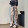 Unisex Hüftjeans mit weitem Bein, 3D-Camouflage und Tintenklecks-Print