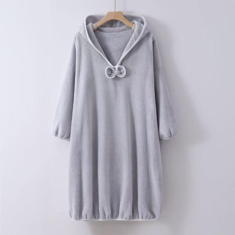 Halat de baie cu glugă cu mâneci lungi mărime plus - Absorbant de apă și moale pentru adulți