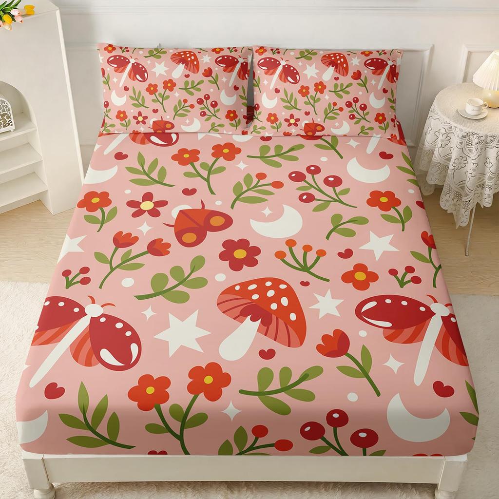 Cute Cartoon Frog Pattern Bed Hat Three-Piece Digital Printing Bedding Bed Hat Three-Piece Set Children And Adults