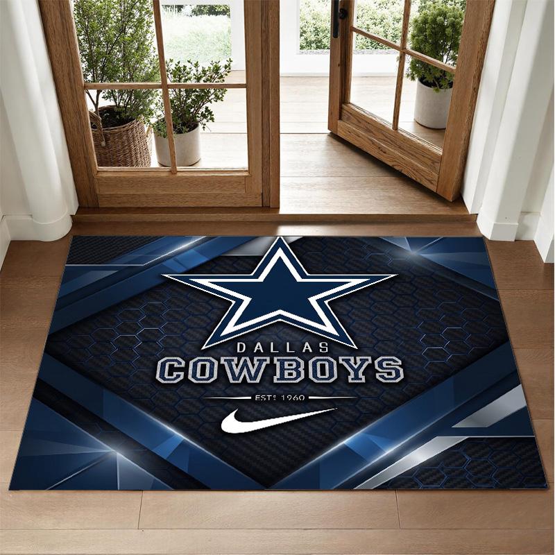 Dallas Cowboys Design Crystal Velvet Rug Soft Decorative Mat for Bedroom Entrance