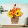 Charming Rustic Thanksgiving Decorative Floral Basket With Handcrafted Wood Accents