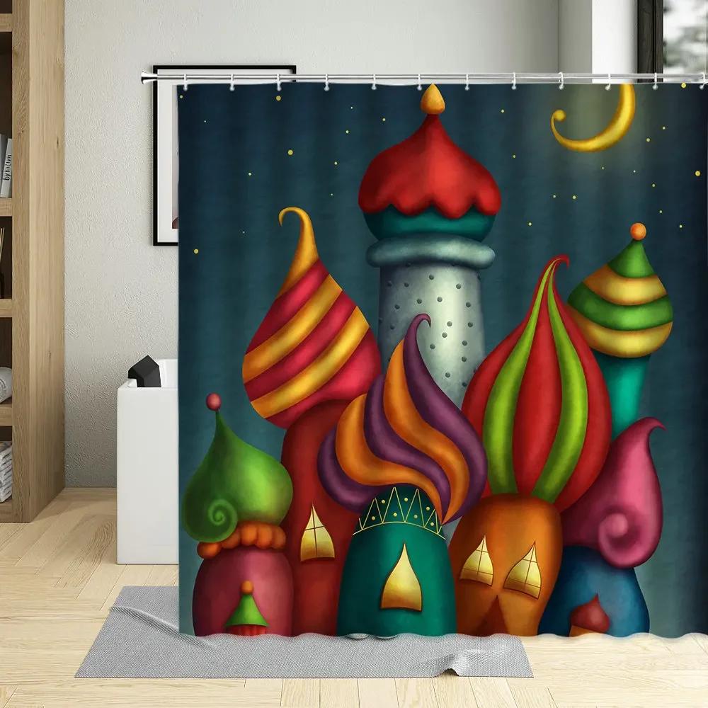 Fantasy Fairy Tale World Shower Curtain Vine Door Green Forest Mushroom Animal Bathroom Decor Polyester Bath Curtains With Hooks