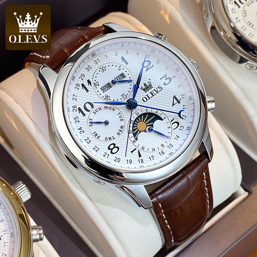 OLEVS 6667 Moon Phase Men's Watches 7 Hands Multi Functional Automatic Mechanical Watches for Man Top Luxury Business Man Watch