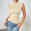 Women's Sleeveless Turtleneck Slim Fit Stretch Basic Casual Tank Top Soft Fabric Comfortable Fit Suitable for Layering and Everyday Wear