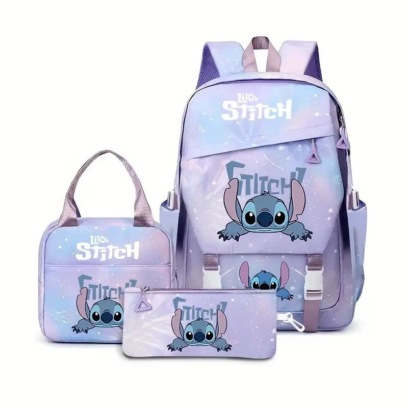 Student Schoolbag Three-Piece Large-Capacity Backpack Lunch Bag Pencil Case Diy