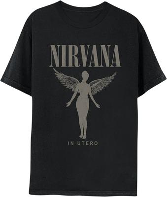 Nirvana In Utero Distressed Logo Adult Short Sleeve T Shirt 90s Grunge Music Vintage Style Graphic Tees