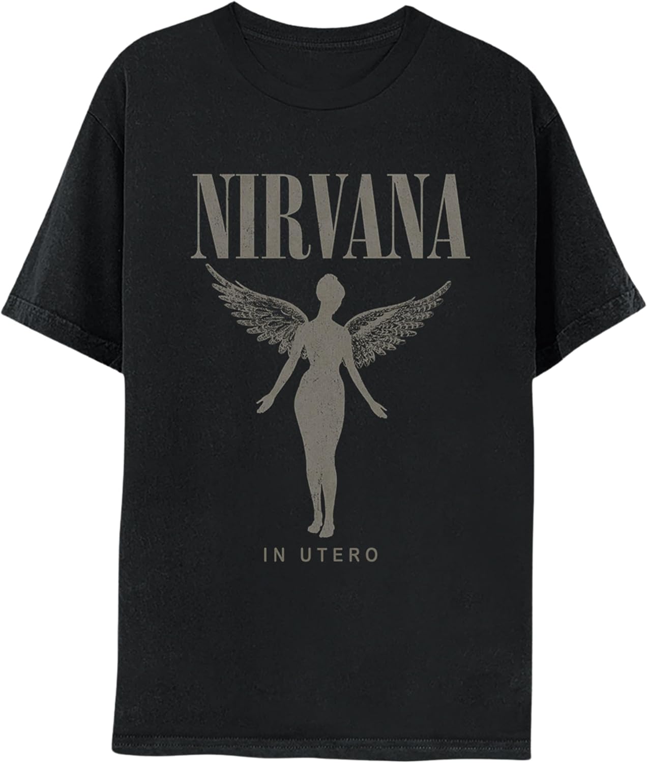 

Nirvana in Utero Distressed Logo Adult Short Sleeve T Shirt 90s Grunge Music Vintage Style Graphic Tees S разноцветный