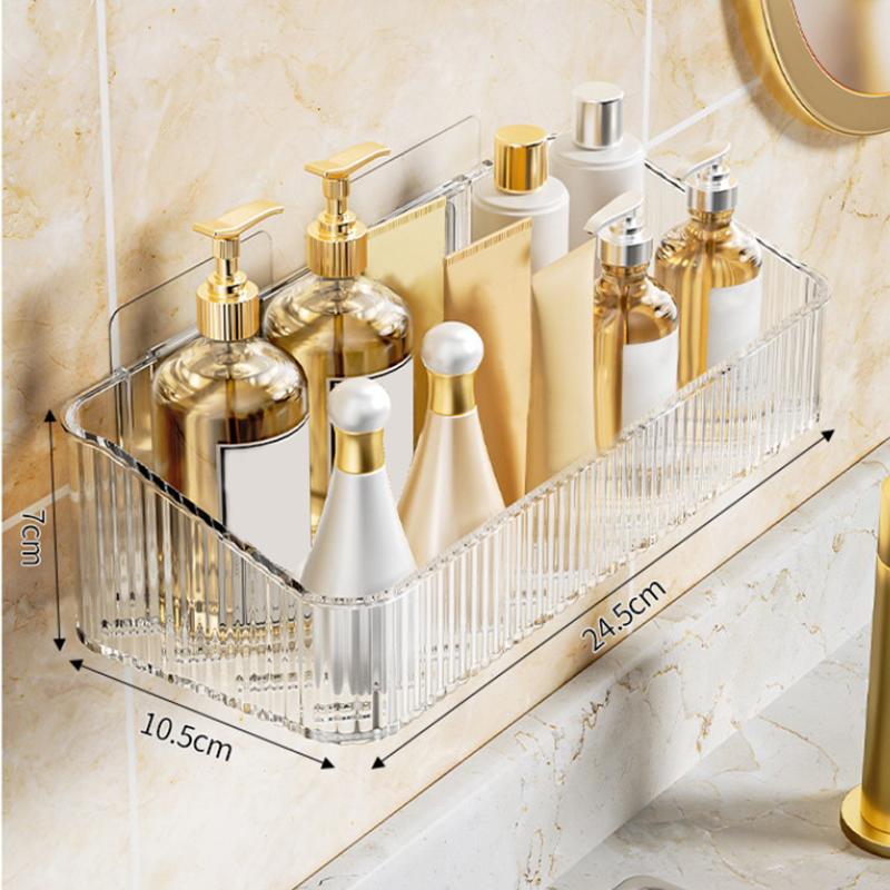 Wandmontierte Dusch-Shampoo-Ablagen Regale Organizer Bohrfrei Abnehmbar Transparentes PET-Material Badezimmer-Ablageregal