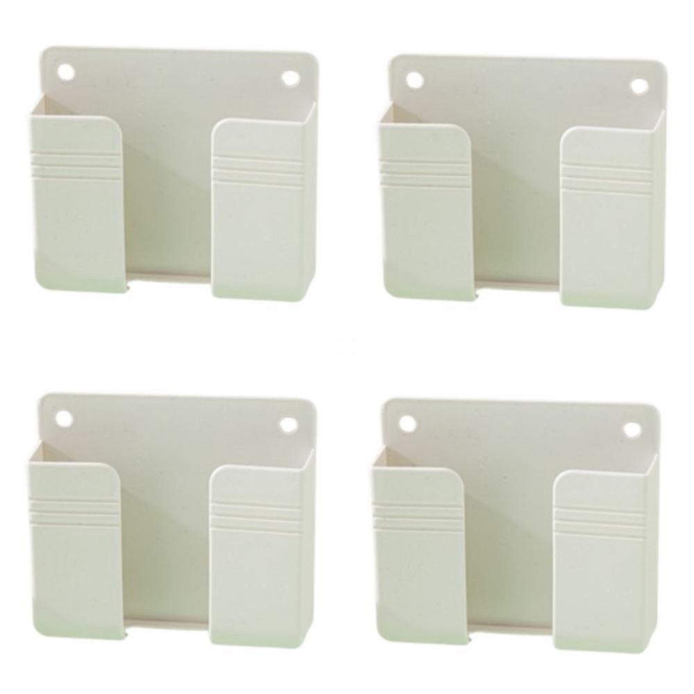 4Pcs Punch Free Remote Control Storage Rack Plastic Charging Phone Stand  Office