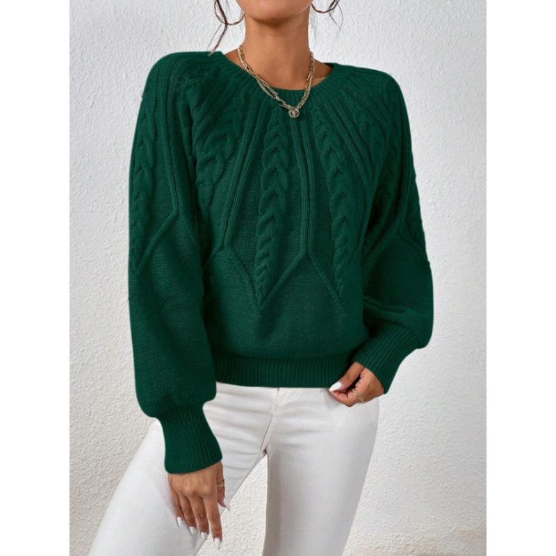 TIFICY Women's Fashion Casual Fall Winter Solid Color Print Long Sleeve O-Neck Sweaters