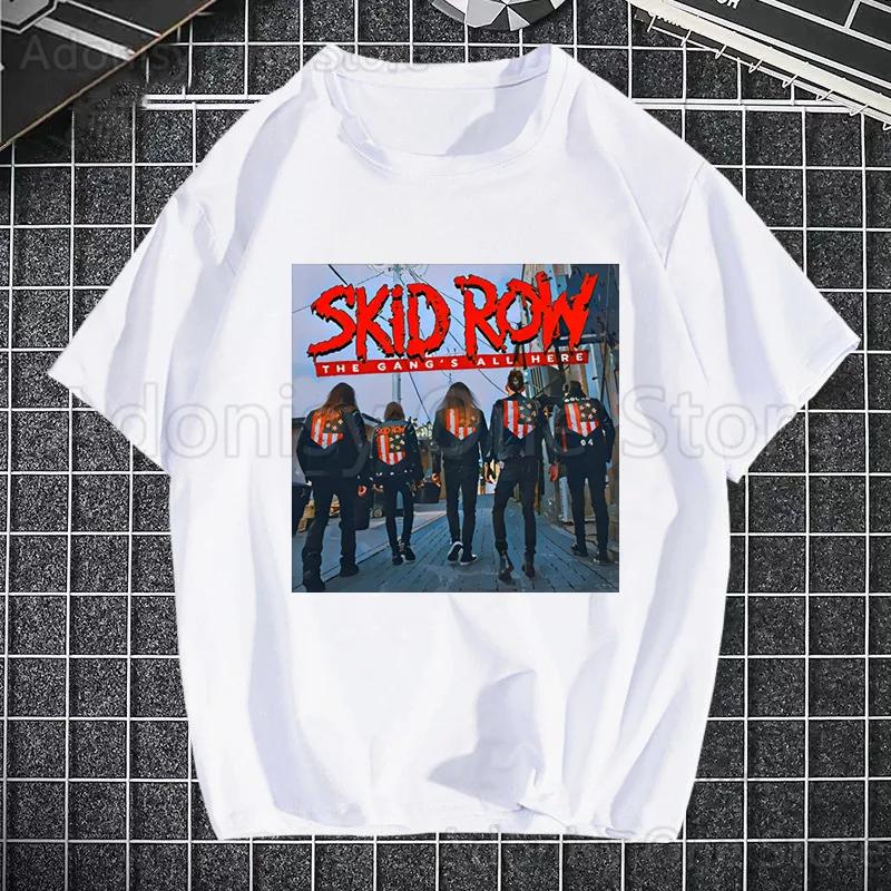 Skid Row Tryckt T-shirt Herr Retro Tvättade Toppar T-shirts Harajuku T-shirt Streetwear Hip Hop Herr T-shirts