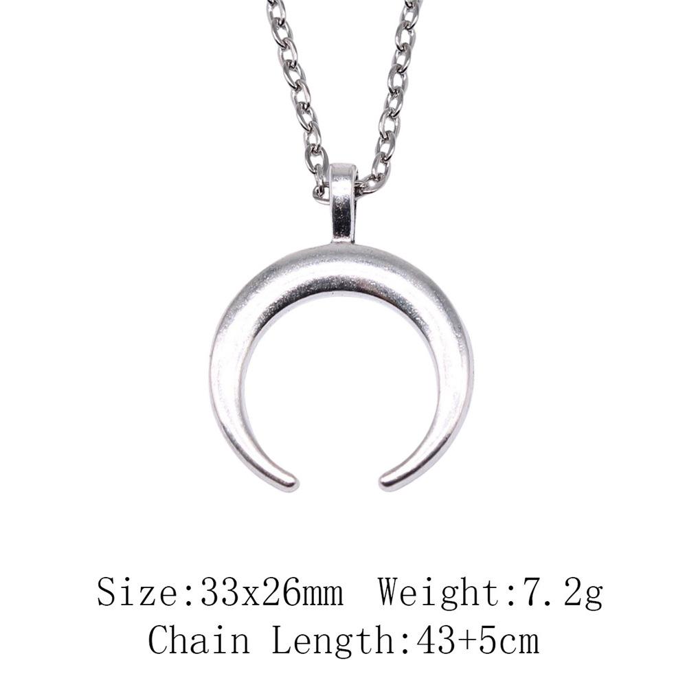 Punk Witch Horn Crescent Pendant Necklace For Women Men Half Moon Necklace Crescent Lune Necklace