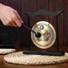 Copper Gong With Mallet Sturdy Handicraft Vintage Pattern Brass nament Desktop Figurines Miniatures Chinese
