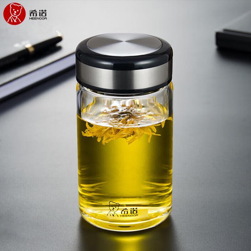 Heenoor Single Layer High Borosilicate Glass Cup with Lid, 390ml