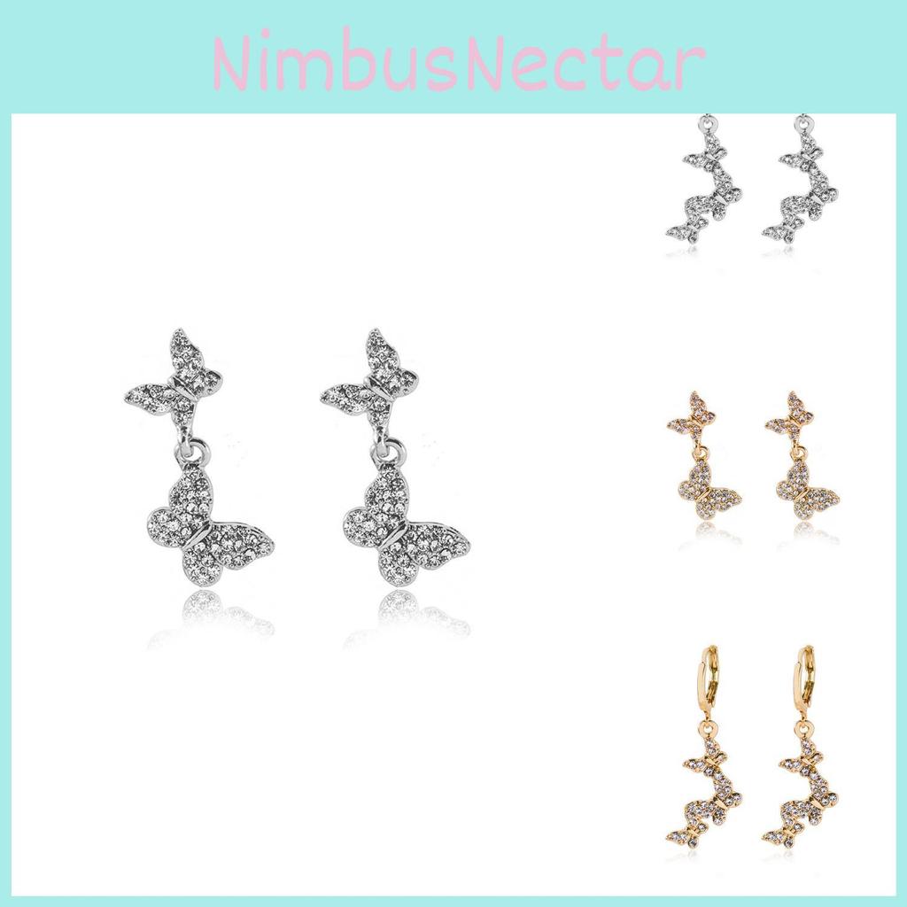 Stylish Women's Alloy Butterfly Earrings Trendy Geometric Design In Gold And Silver