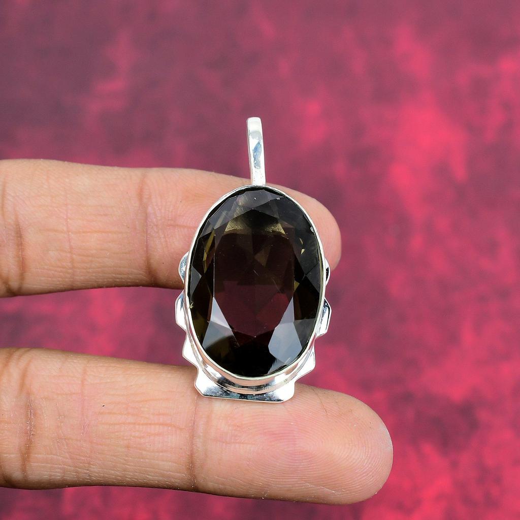 Rökkvarts Smycken, Handgjort Ädelstenshänge, 925 Sterlingsilver Hänge Antika Smycken, För Förlovningspresent