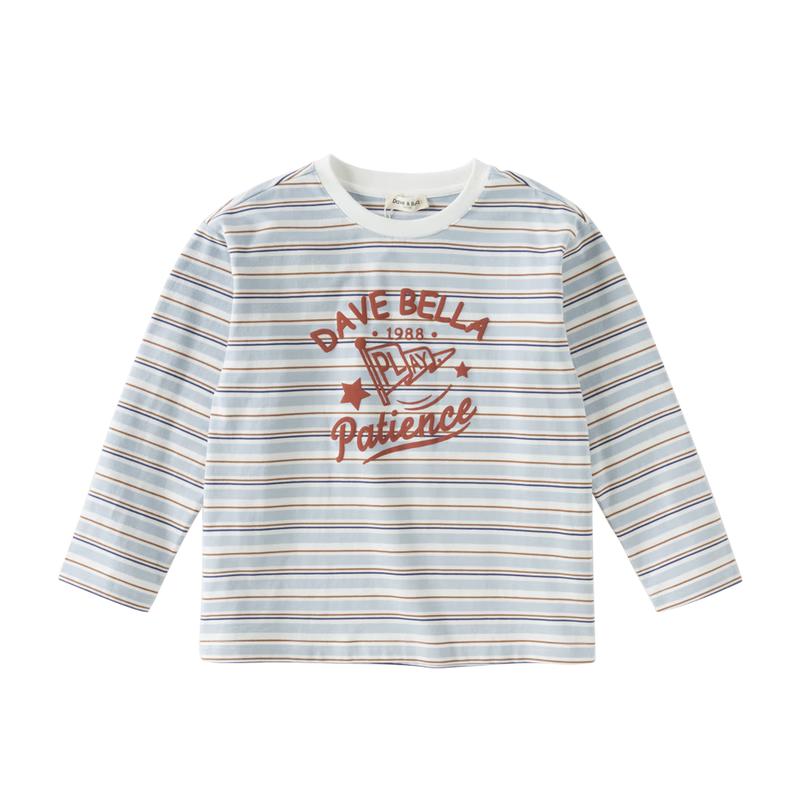 DAVE & BELLA Boy s Striped Long Sleeve Cotton T-Shirt 130cm