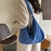Codzienna flanelowa torba tote na ramię o dużej pojemności 2025, sztruksowa w jednolitym kolorze, nowa, prosta, zimowa