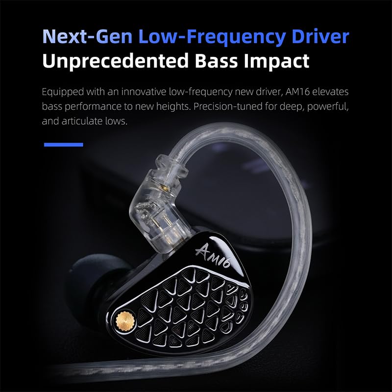 KZ AM16 Wired In-Ear Monitors for Gaming, 16BA Drivers, Improved Sound Quality, Precision Dividing Technology, Metallic CNC Machining, Powerful Bass,