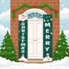 1 Pair 180x30CM Xmas Hanging Flags Large Size Merry Christmas Banner Christmas Door Couplet  Bar
