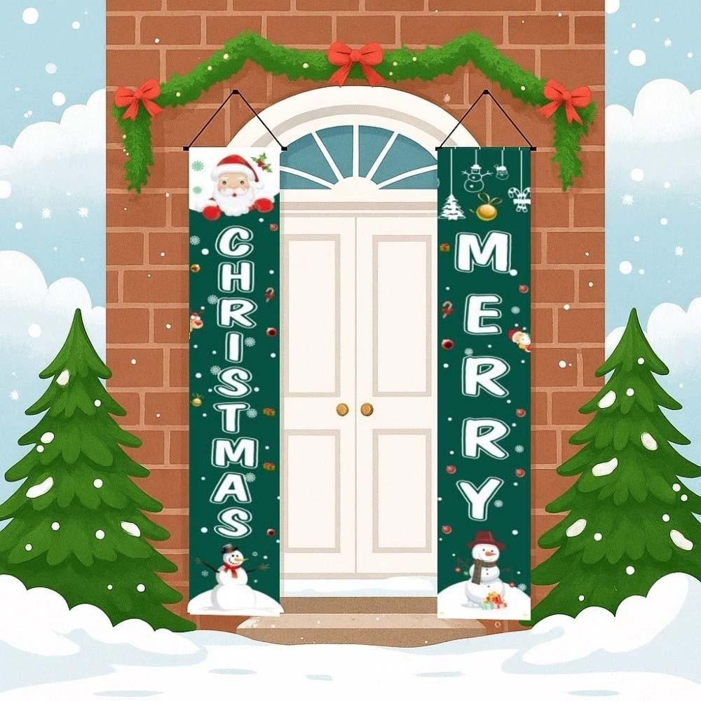 1 pair Rectangular Xmas Hanging Flags Large Size Merry Christmas Banner  Garden