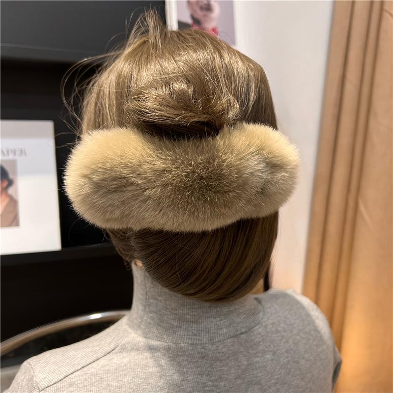 Real Rex Rabbit Hair Large Hairpin Back Head Temperament Clip Internet Celebrity New Cute Plush Headgear Hair Grab Hair Accessories