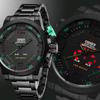 Men's Watch Analog Digital Display 3ATM Waterproof Stainless Steel LED Calendar Quartz Casual Business Fashion Accessory Black