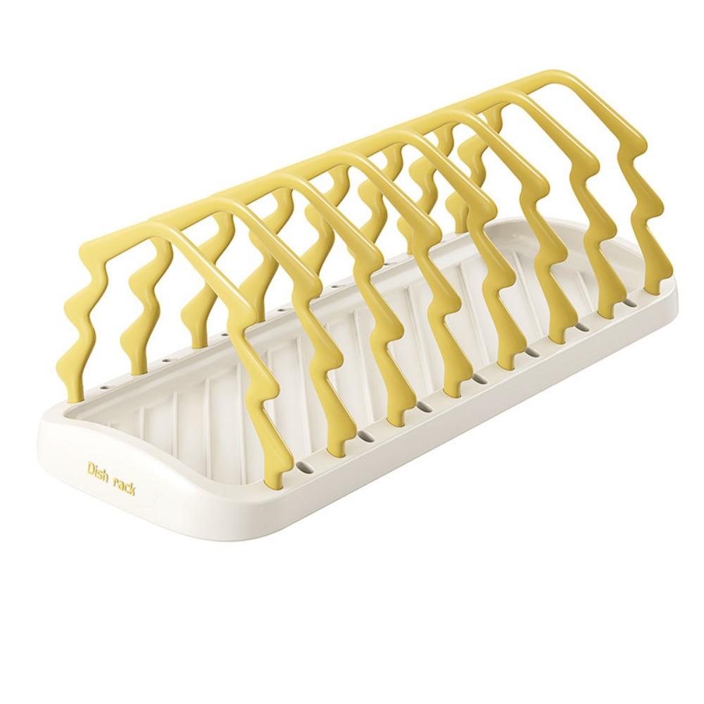 

Detachable Bowl Drying Rack Plastic Dish Storage Rack Creative Pot Lid Storage Stand for Home Yellow-Style B