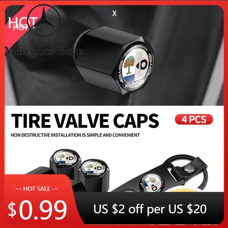 Autoaufkleber 2025 Für Benz Autoemblem Auto Rad Reifenventilschaftkappe Mit Schlüsselanhänger Schlüsselring Für Mercedes benz AMG C E S GLE CLC Cla