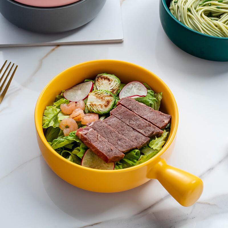 Minimalist Ceramic Salad & Soup Bowl with Handle
