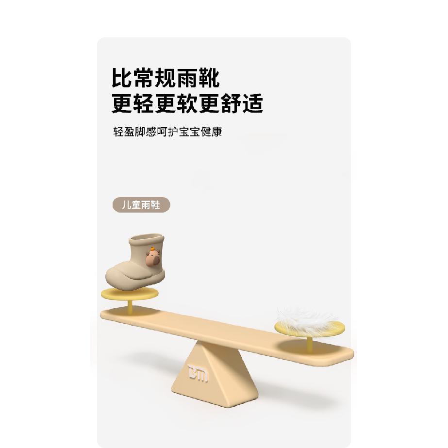 Kapibara Cute Children's Rain Boots Boys Girls Warm Summer Cartoon Outdoor Non-Slip Waterproof Padded Rain Boots