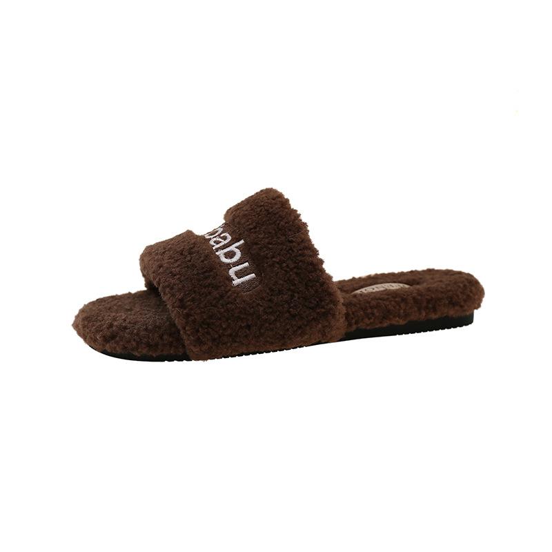 Mao Mao Slippers Women Wear Thick Soles 2025 Spring and Summer New Internet Celebrity Mao Mao Shoes European Fashion Home Plush Slippers