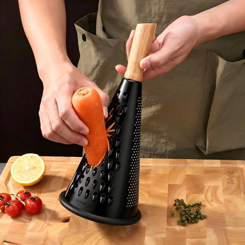 Stainless Steel Grater with Comfortable Wood Handle Multi-use Kitchen Gadget for Cheese Vegetable Fruit Home Daily Cooking