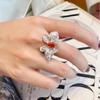Gem-Studded Butterfly & Teardrop Open Ring - Luxurious Women's Fashion Statement