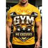 Fashion New Men's GYM No Excuses Barbell Kettlebell Explosion Print T-Shirt Fitness T Shirt Casual Streetwear Short SleeveTops