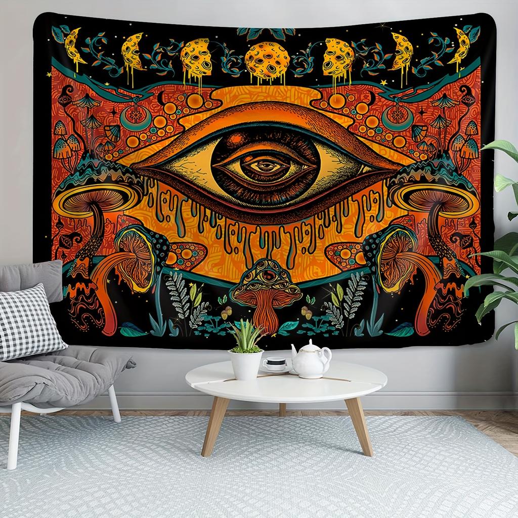 Mystic Eye Fantasy Mushroom Tapestry Living Room Feature Wall Theme-Based Art Studio Decor for Guesthouses