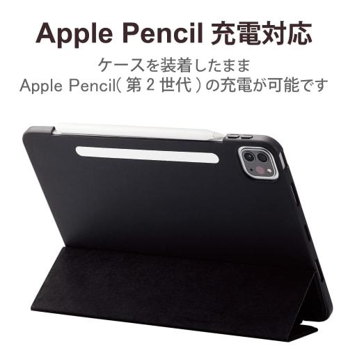 ELECOM [/Auto Sleep Compatible] iPad Pro 12.9 6th/5th Generation (2022/2021) Case Flap Case Antibacterial Soft Leather Apple Pencil Storage Black Auto