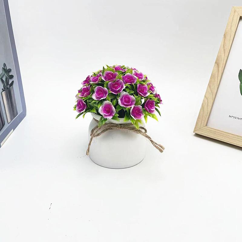 Mini Rose Plastic Potted Plant Bonsai For Wedding Photography And Home Decor