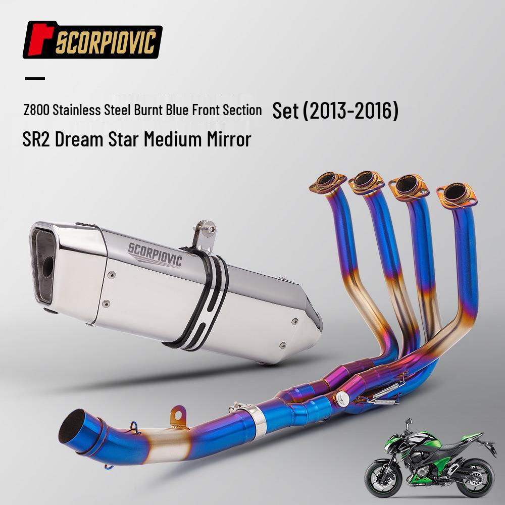 Stainless Steel Exhaust System for Z800 Motorcycles (2013-2016) - Includes Front Pipe & Muffler Set