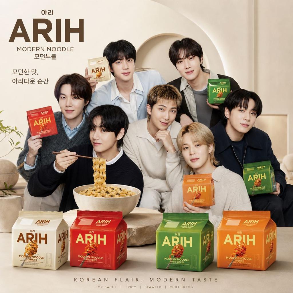 Edição Colaboração BTS ARIH Macarrão Sabor Moderno, Macarrão Misto Frito 130g 1pacote