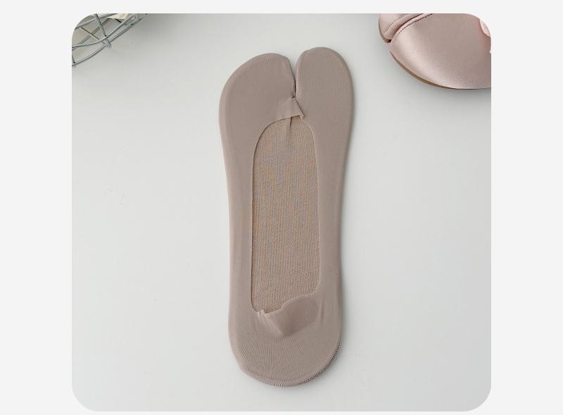 Calzini a punta divisa, Calzini invisibili da due pollici, Calzini estivi da donna, Stile zoccolo di pecora, Fondo in cotone, Antiscivolo, Tallone antiscivolo, Scarpe da barca