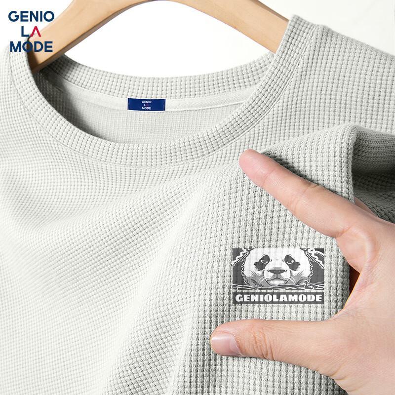 GENIOLAMODE Men s Waffle Knit Short Sleeve T-Shirt M