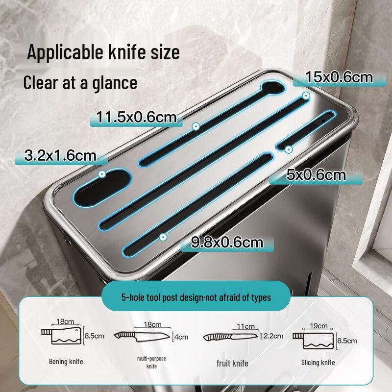 Cream Style Wooden Kitchen Knife & Utensil Organizer