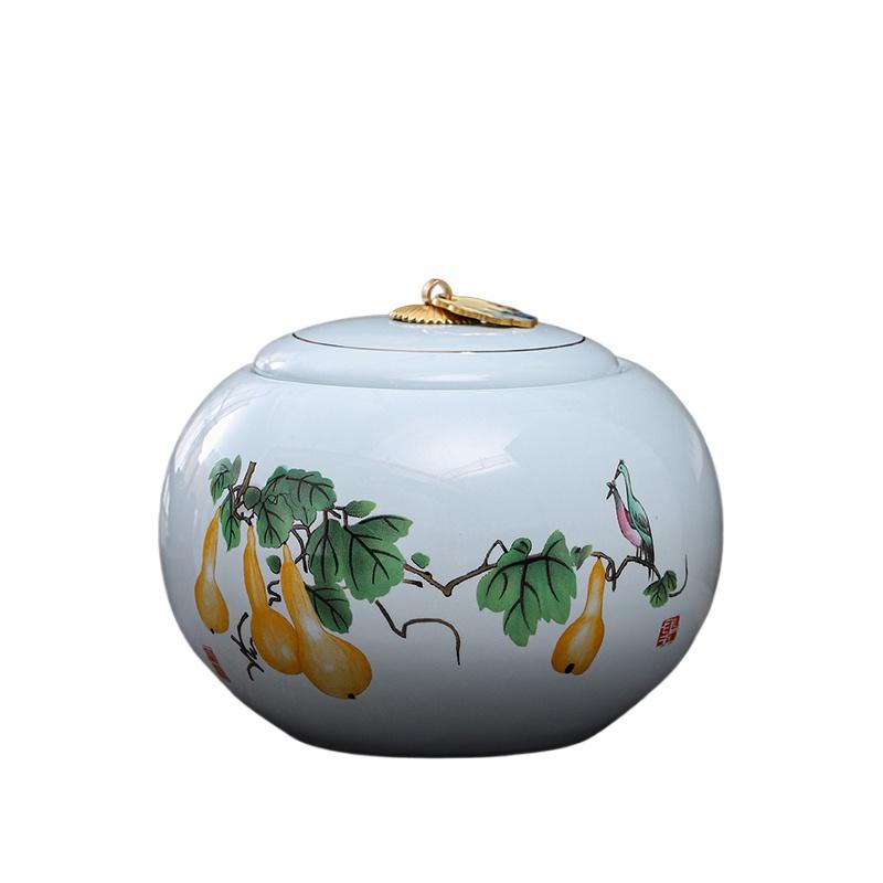 Blue-green Porcelain Tea Leaf Jar Round Orchid Ceramic Decorative Jar Multifunctional Home Candy Coffee Bean Herbal Sealed Box