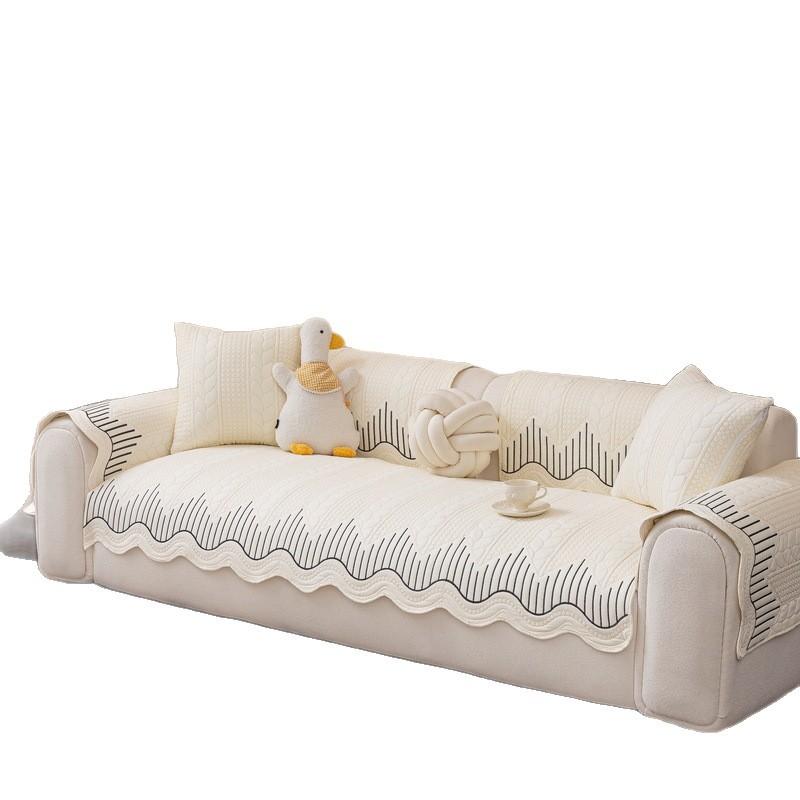 Cream Wind Sofa Cushion Universal In All Seasons  New Straight Row Summer Seat Cushion Sub-Cover Cloth Towel Fixed Non-Slip Cover