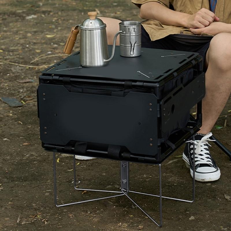 Camping Folding Coolers Stand Storage Box Bracket Metal Luggage Rack Portable Ices Box Holder for Outdoor Travel Cooking