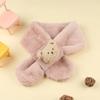 1PCCute and versatile plush children's teddy bear scarf cartoon boys and girls thick imitation rabbit fur winter baby warm scarf