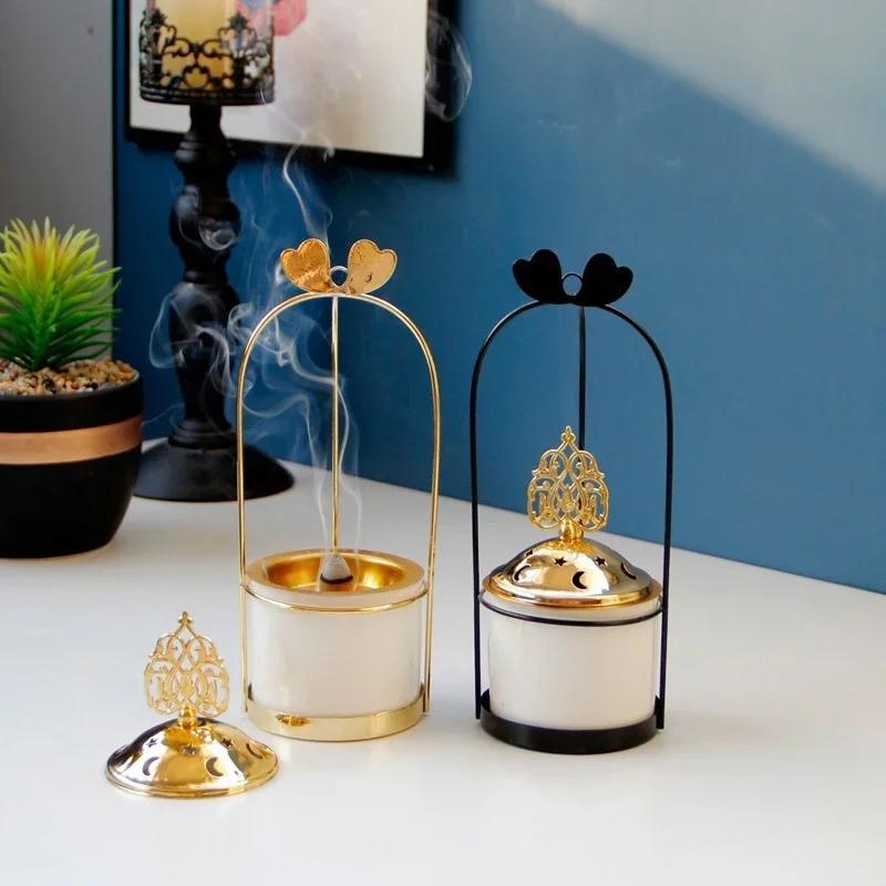 Home Living Room Decor Home Fragrance Stand Incense Cones Holder Small Gold Color Nordic Backflow Incense Burner